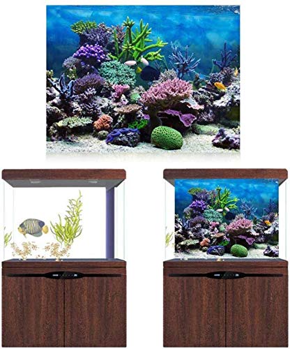 HEEPDD Aquarium Poster, Thick PVC Adhesive Underwater Coral Fish Tank Background Marine Life Decor for Home Aquariums Marine Life Decor for Home Aquariums