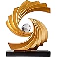 XYQXYQ Abstract Art Statue,Modern Gold Minimalist Decoration,Geometric Abstract Sculpture,Decoraciones para Sala Bedroom Office Coffee Tabletop Centerpiece Decoration Resin Collectibles (Gold)