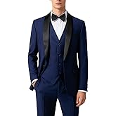 UNINUKOO Mens 3 Piece Suit Slim Fit Dress Tux Suits for Men Solid Color Wedding Classic Tuxedo Set
