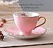 Jusalpha® Fine China Coffee Bar Espresso small Cups and Saucers Set of 6 (FD-TCS02 pink (6), 3oz)