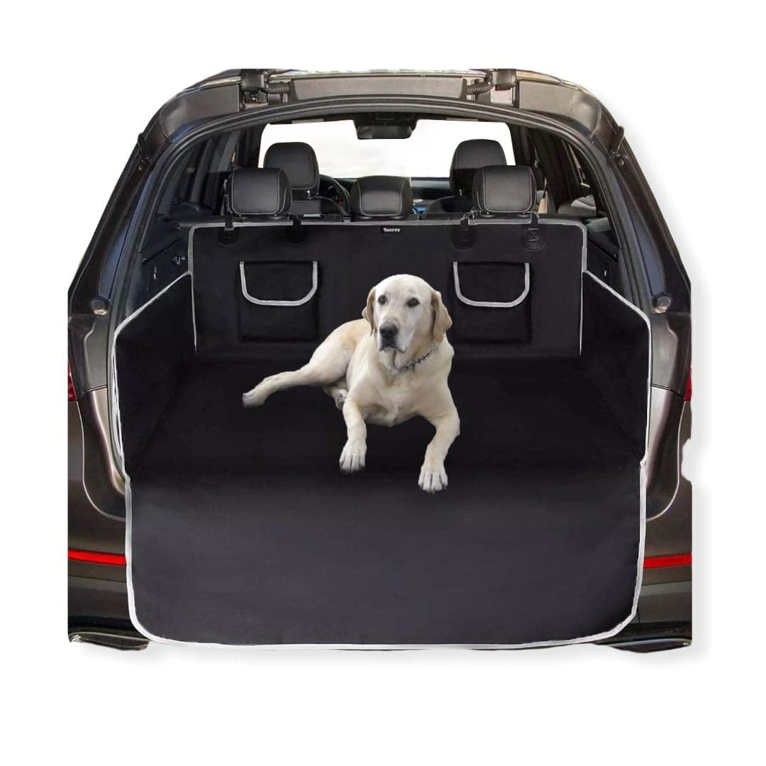 Green Globe Dog Car Boot Liner Protector | Waterproof Nonslip Pet Car seat Cover | Universal Trunk Blanket with Side Protection and Bumper Protection (Dog Cover Gray)