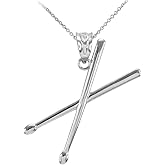 Claddagh Gold .925 Sterling Silver 3D Drum Sticks Music Charm Pendant Necklace - Choice of Pendant Only or Chain Length