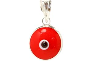 MIZZE Made for Luck Authentic 925 Sterling Silver 10 MM Round Glass Evil Eye Charm Turkish Protection Pendant DIY - 14 Colors To Choose From