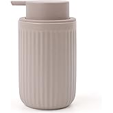 BosilunLife Dish Hand Soap Dispenser - Khaki Liquid Pump Soap Dispenser for Bathroom Decro 12oz Ceramic Kitchen Dish Dispenser with Rust-Proof Liquid Pump Modern Refillable Lotion Bottles