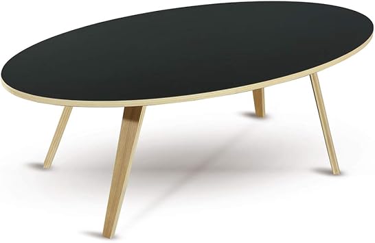 Garageight A1901 Couchtisch Oval Sperrholz Schwarz 114x54x40cm Amazon De Kuche Haushalt