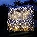 Battery Operated Curtain Lights,9.8ft×9.8ft 300 LED Curtain Lights with Remote Timer 8 Modes, Waterproof Hanging Fairy Lights for Outdoor Indoor Wedding Christmas Decor (Warm White)