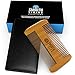 Beard and Mustache Comb for Men - Facial Hair Grooming Tool - Made With Fine Tooth Sandalwood for Easy Styling & Maintenance - Dual Action Design + Pocket & Wallet Size for Travel - Smooth Viking