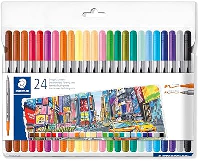 Design Journey 3200 C24P - Penne colorate a doppia punta, spessore tratto 0,5-3,0 mm, 24 colori assortiti, confezione da 24