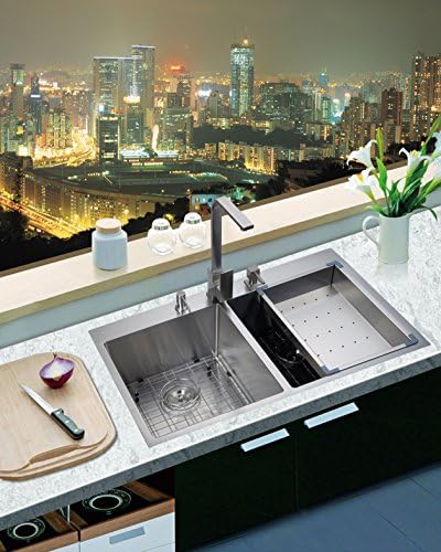 33 X 22 Top-mount Double Bowl 50/50 Kitchen Sink Drop-in 304 Stainless Steel 16 Gauge By SuperSuper Proofing