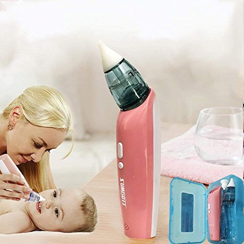 Nose Suction SUMGOTT Baby Nasal Aspirator - Safer and Faster as Well as Hygienic Nose Cleaner with 3 Levels of Operation & 2 Size Tips for Newborns & Toddlers