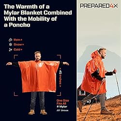 PREPARED4X Emergency Rain Poncho with Mylar Blanket