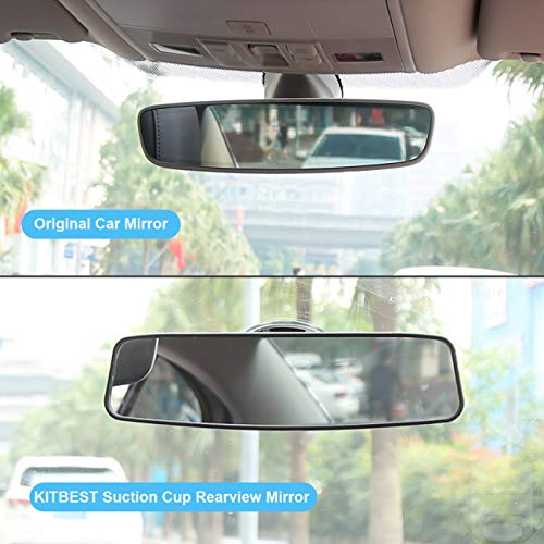 KITBEST Rear View Mirror, Suction Cup Rearview Mirror Universal Car interior Mirrors, Adjustable Auto Mirror for Most Car Truck