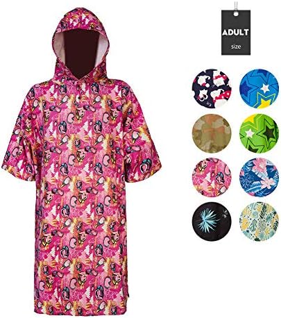 Runpilot Beach Surf Poncho Changing Towel Robe with Hood Pocket for Surfing Swimming Bathing Adults Men Women