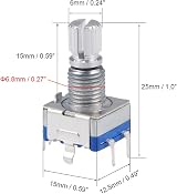 sourcing map EC11 Rotary Encoder Digital Potentiometer 5 Pins 15mm Shaft 2pcs view 3