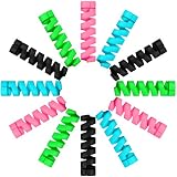 Jetec 24 Pieces Charger Cable Saver, Silicone Flexible Cable Wire Protector, Mouse Cable Protector, Suit for All Cellphone Data Lines (6 Black, 6 Pink, 6 Blue, 6 Green)