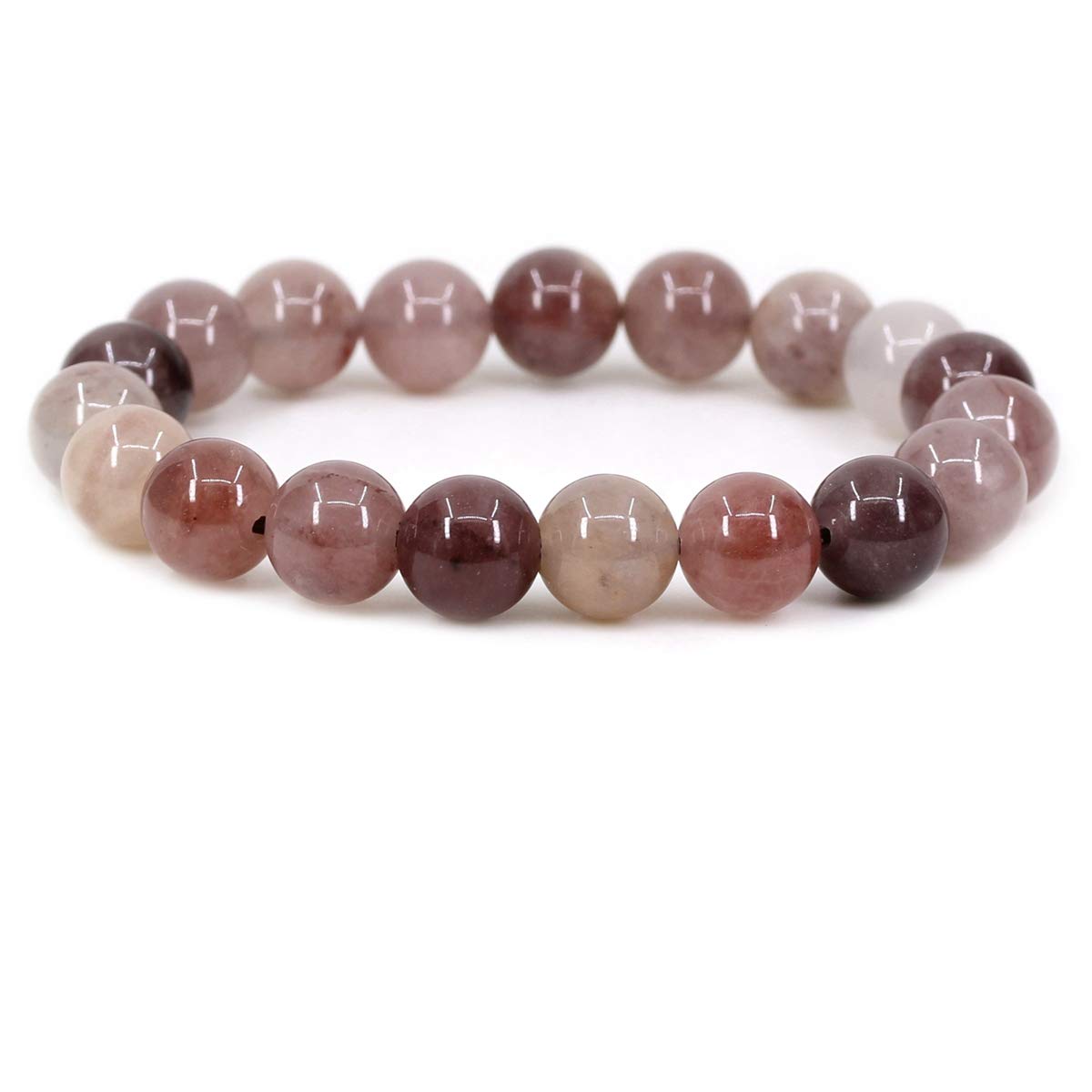 CHENYUE Natural Purple Berry Crystal Quartz Gemstone 10mm Round Beads Stretch Bracelet 7" Unisex