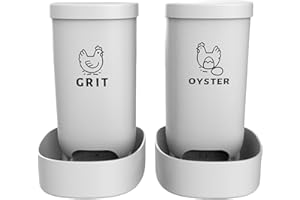 Chicken Feeder - 7.68 Inches 2-Piece Oyster Shell Grit Dispenser for Poultry, Proof Feeding Box with Easy Mount Design, Farm 