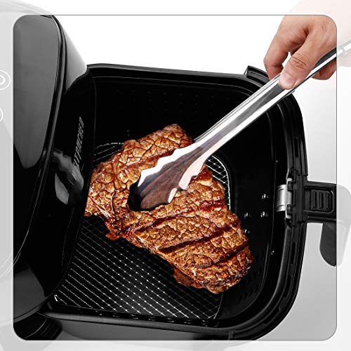 WELTPACKEN Air Fryer Food Tongs, Kitchen Food Tongs, Non-Stick Stainless Steel, Unique Locking Mechanism – Perfect for Picking Bread, Salads, Barbecue, Pasta, etc