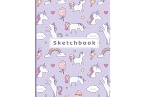 Sketchbook: A Cute Unicorn Kawaii Large Sketchbook/Notebook:108+ Pages of 8.5"x11" With Blank Paper for Girls To Drawing, Doo