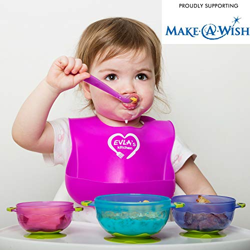 Toddler Plates and Bowls | Baby Bowls with Suction in 3 Different Sizes w/Air Tight Lid | Divided Silicone Plate - Unbreakable, Easy Clean & Perfect for Fussy Eaters | Baby Feeding Set