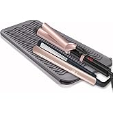 Heat Resistant Mat for Hair Tools, Silicone Heat Mat &amp; Holder for Curling Iron, Professional Portable Travel Flat Iron Mat Pad Pouch Case Cover for Countertop