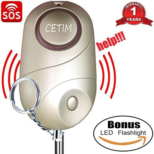 Personal Alarm, CETIM 140dB Emergency Self-Defense Security Alarm Keychain With Mini Flashlight and Keychain Design, Ideal for Students, Kids, Women Safety, Batteries Included (Gold)
