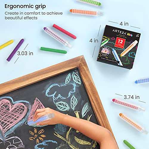 Arteza Kids Colored Chalkboard Chalk, Set of 12, Washable Dustless