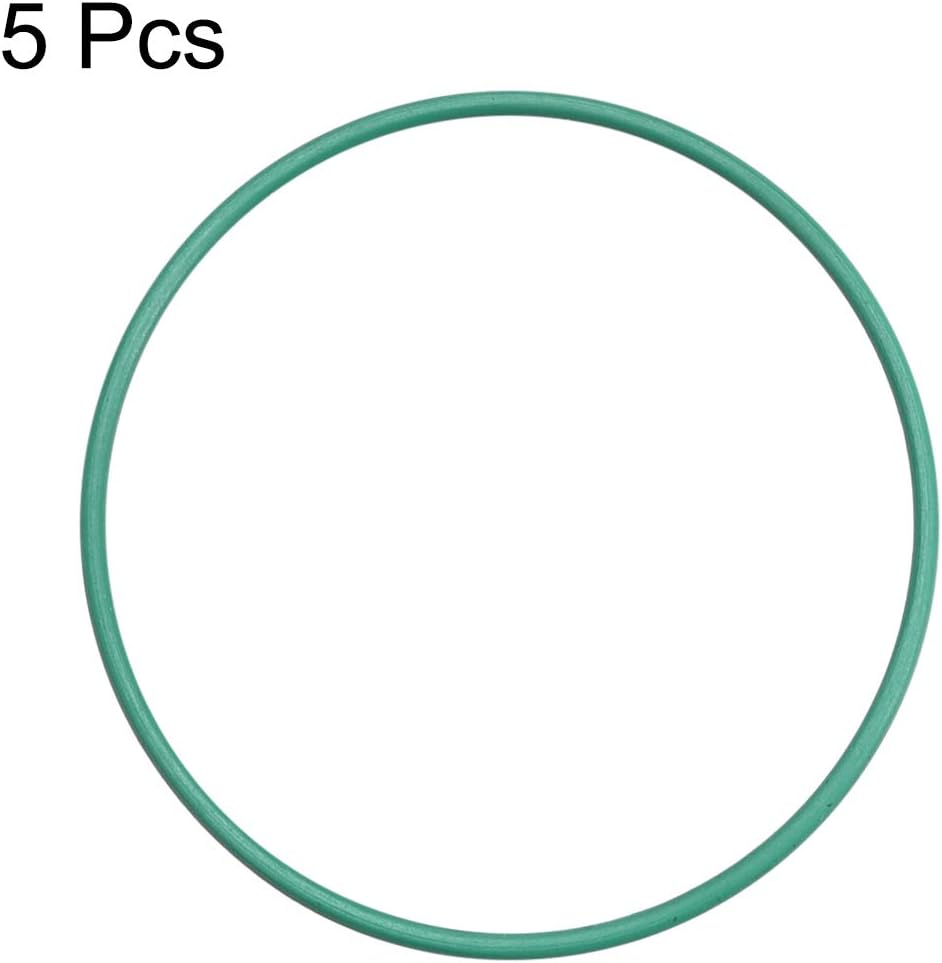 sourcing map Fluorine Rubber O-Rings, 27mm OD 25mm ID 1mm Width FKM Seal Gasket for Machinery Plumbing Green, Pack of 5 - Image 3