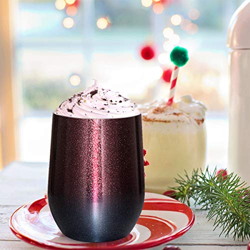 image for Insulated Wine Tumbler with Lid, Deedro 12 oz Double Wall Vacuum Insul