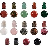 12 Sets Natural Stone Buddha Mala Guru Bead Set 10mm 3 Hole Gemstone Energy Healing Stone Bead Cone for Mala Prayer Bracelet Rosary Necklace Jewelry Making