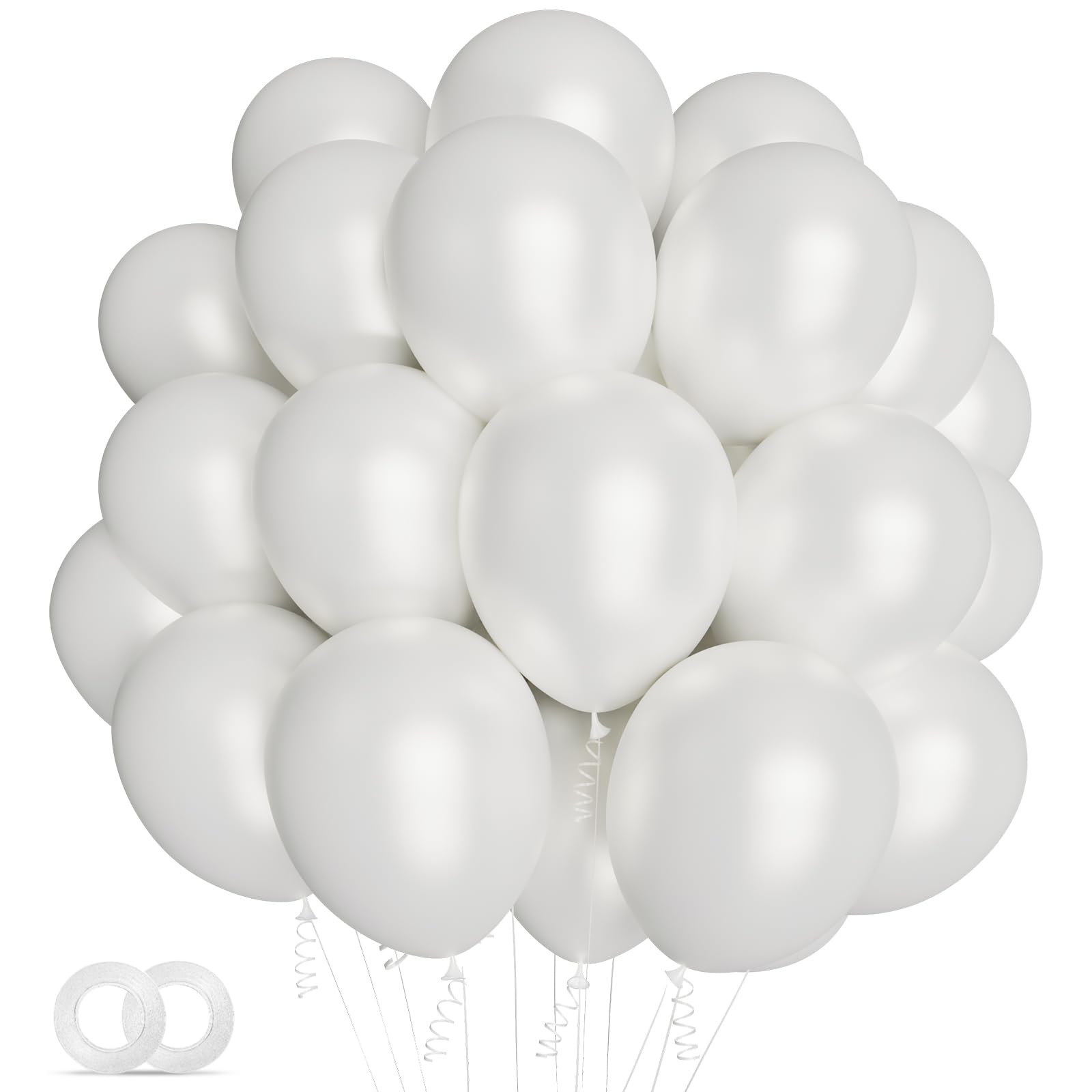 Photo 1 of 100pcs Pearl White Balloons 12 inch White Latex Party Balloons for Wedding Engagement Bridal Baby Shower Birthday Anniversary Party Decorations