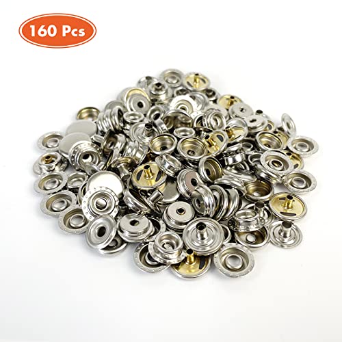 160 pcs snap Buttons,snap Fasteners kit 15mm Stainless Steel Snaps