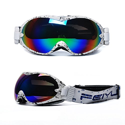 Mounchain Ski Goggles with Anti-fog Spherical Dual Lens Windproof Over Glasses Ski UV Protection Snow Goggles for CS Tactical Military Bicycle Motorcycle Men Women Snowmobile Skiing Skating Water Drop