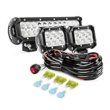 Nilight ZH016 12 Inch 72W Spot Combo Bar 2PCS 4 Inch 18W Flood LED Fog Lights with Off Road Wiring Harness-2 Leads, 2 Years Warranty