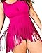 MiYang Women's Plus Size Tassel One Piece Swimwear Rose Red 1X(14W) Rose Red