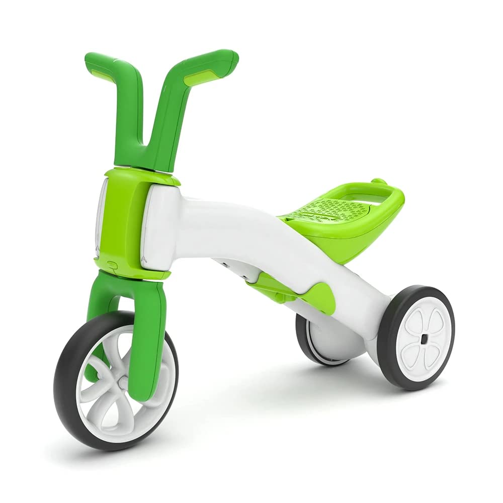 Chillafish Bunzi gradual balance bike and tricycle, 2-in-1 ride on toy for 1-3 year old, combines toddler tricycle and adjustable lightweight balance bike in one, silent non-marking wheels, lime white