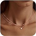 Tewiky Diamond Necklaces for Women, Dainty Gold Necklace 14k Gold Plated Long Lariat Necklace Simple Gold CZ Diamond Choker N