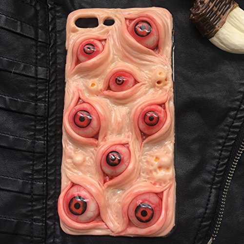 iPhone 8 Plus Case / iPhone 7 Plus Case , SHEROX Handmade Horror Dense Bloody Eyes Ball Wrinkles Skin Hard Case for iPhone 8 Plus (5.5") / iPhone 7 Plus (5.5") (8 eyes, Wrinkles Skin)