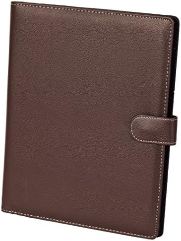 Resume Portfolio Padfolio Genuine Pebble Grain Leather Portfolio with Replaceable A4 Letter Size Writing Pad, Document Holder, Card Holder and Pen Holder by eFolio, Brown