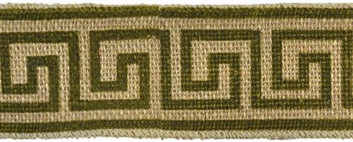 Belagio Enterprises 2-3/8-inch Greek Key Natural Burlap Trim 10 Yards, Olive Green