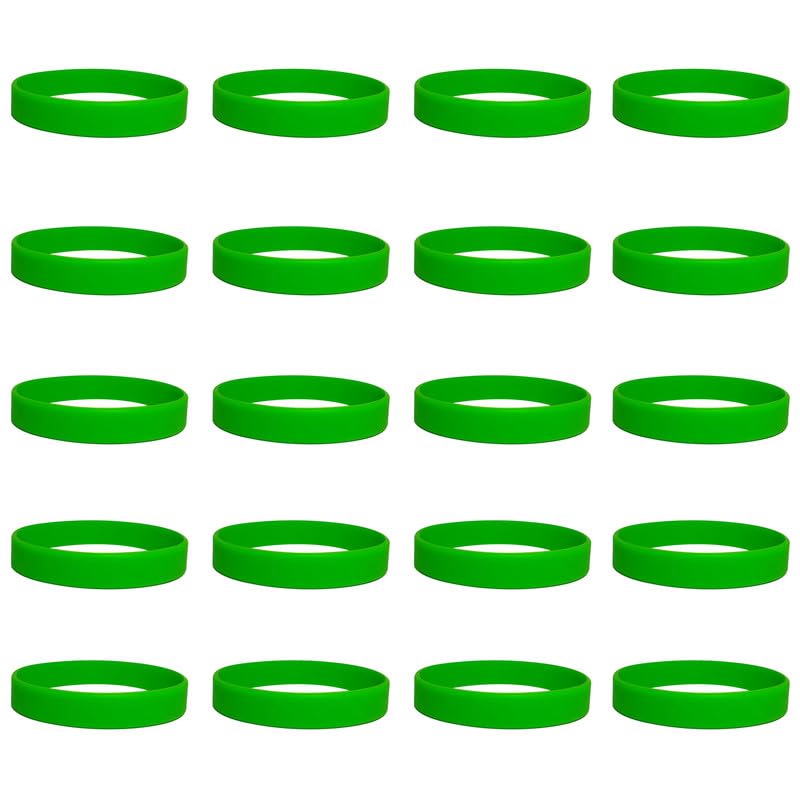Vokenforu 20Pcs Green Silicone Wristbands,Elastic rubber Bracelets,Silicone Sports Rubber Bracelets for Events