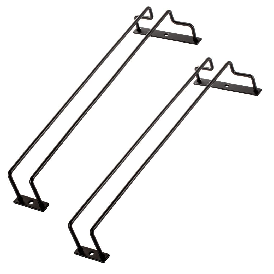 Dianoo 35.5 CM Black Wine Glass Rack, Under Shelf Wine Glasses Holder, Hanging Stemware Rack For Cabinet Kitchen Bar, Set Of 2