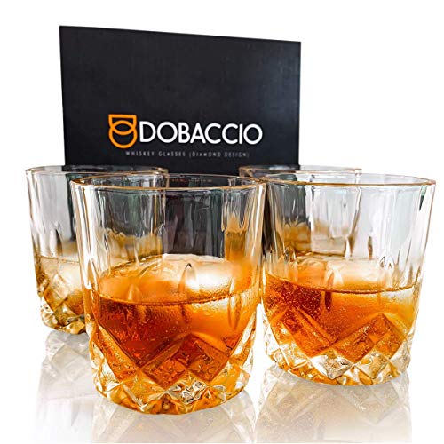 Whiskey Glasses, Scotch Bourbon Drinking Cups, Old Fashioned Crystal Clear Gift Set of 4 - Thumbnail 7