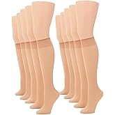G&Y 12 Pairs Women's Sheer Knee High - 15D Nylon Stockings with Reinforced Toe