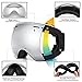 JULI Ski Goggles,Winter Snow Sports Snowboard Goggles with Anti-Fog UV Protection Detachable Dual Lens for Men Women Snowmobile Skiing Skating（Black Frame+VLT 18.5% REVO Silver）