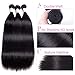 10A Peruvian Virgin Straight Hair 3 Bundles with Free Part Closure (24 26 28+20) 100% Unprocessed Peruvian Straight Human Hair Weft with Lace Closure Natural Hair Extensions Peruvian Straight Hair