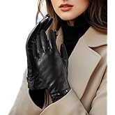 LADYBRO Black Winter Gloves for Women Touchscreen Warm Driving Lambskin Wool Cashmere