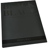 Honsell Fabriano 19100391 Black Block Deep Black Paper with Matt Uncoated Surface 300 g/m&sup2; 24 x 32 cm 20 Sheets Ideal for Pastels Coloured Pencils and Markers