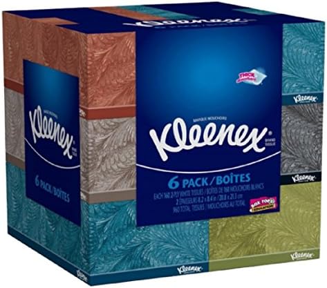Kleenex Facial Tissues Absorbent lock moisture Everyday 160 Sheets Pack of 6 Designs May Vary Home Office School - New Item
