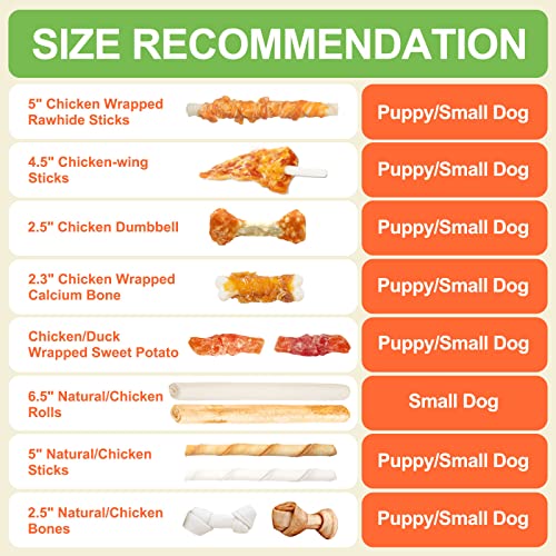 MON2SUN Dog Rawhide Twist Sticks Chicken Flavor 5 Inch Thin Sticks Rawhide Chews Dog Treats for Puppy and Small Dogs 120 Count